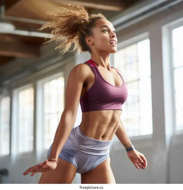 Young athletic woman exercising in a gym