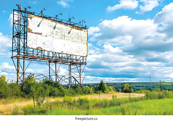 Abandoned Billboard in Rural Landscape