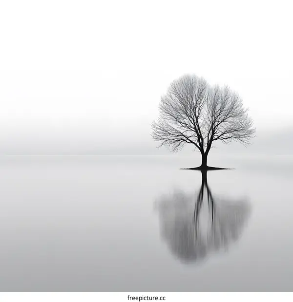 Solitary Tree Reflecting in Still Water