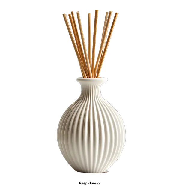 [Transparent Background PNG]A ceramic vase with brown reed diffuser sticks