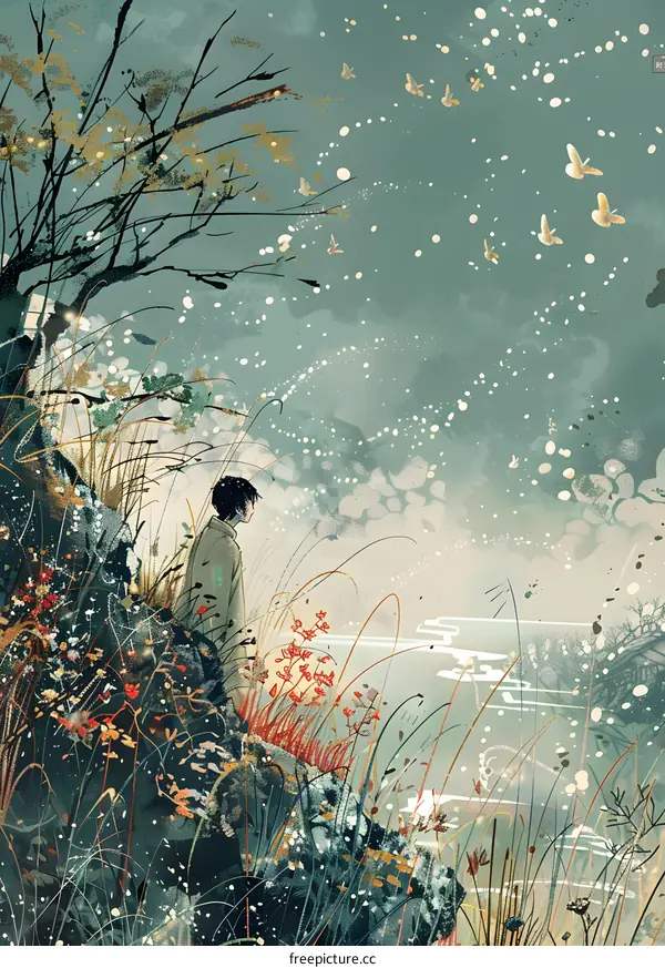 A Man Standing on a Cliff Looking at the Sea