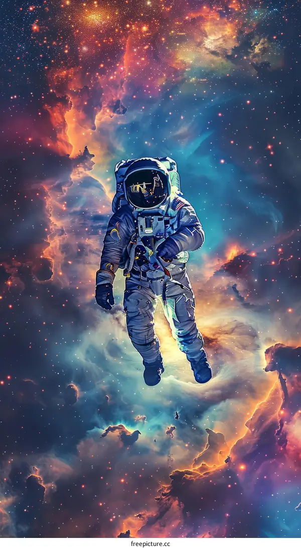 Astronaut in a colorful nebula