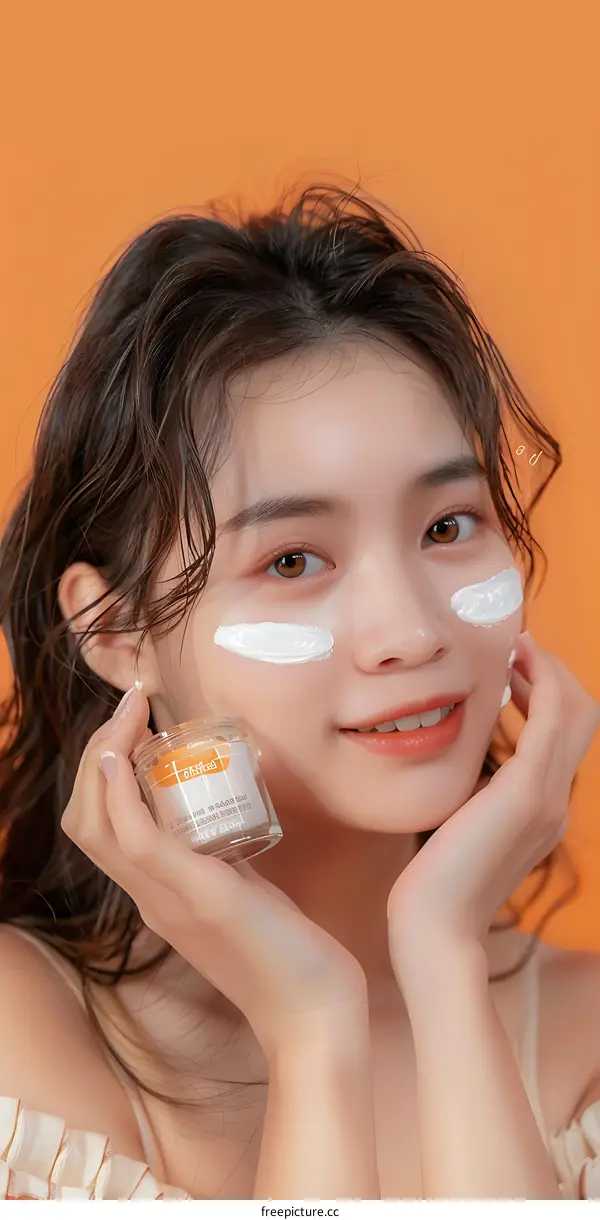 Asian Woman Applying Under Eye Cream