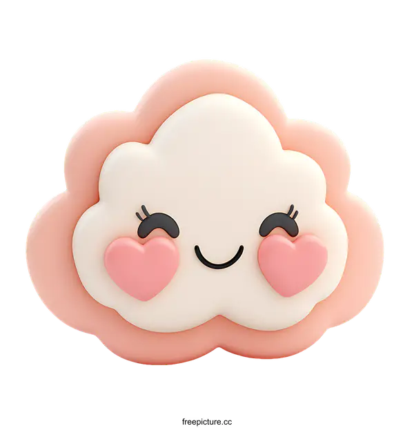 [Transparent Background PNG]Cute Cartoon Cloud Illustration with Heart Eyes