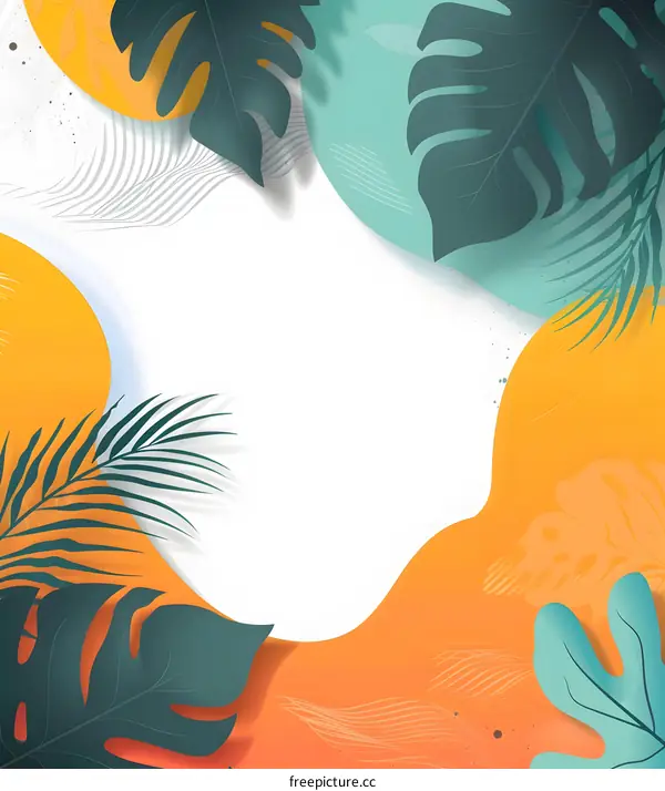 Tropical Leaves Summer Background Illustration