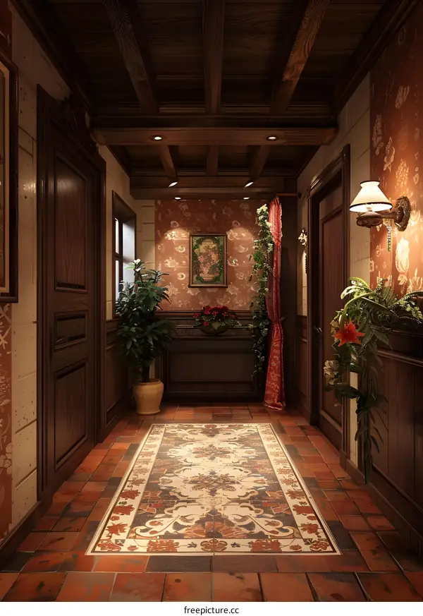 Rustic Interior Design With Wooden Ceiling Beams