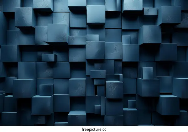 Blue Concrete Cubes Wall Background