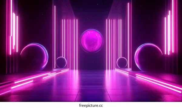 Neon Light Futuristic Abstract Interior Design