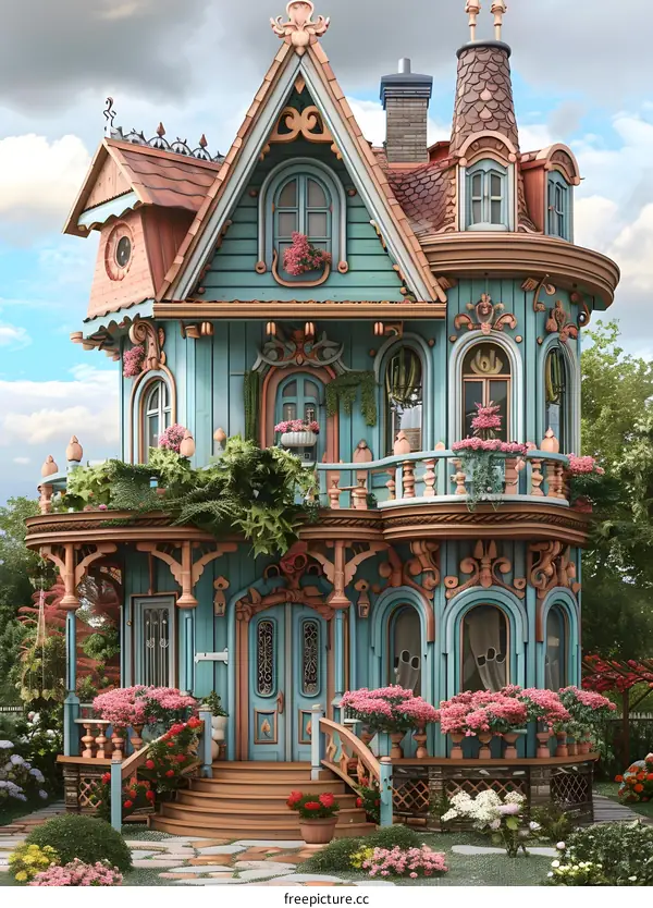 Ornate Victorian House with  Intricate Detailing