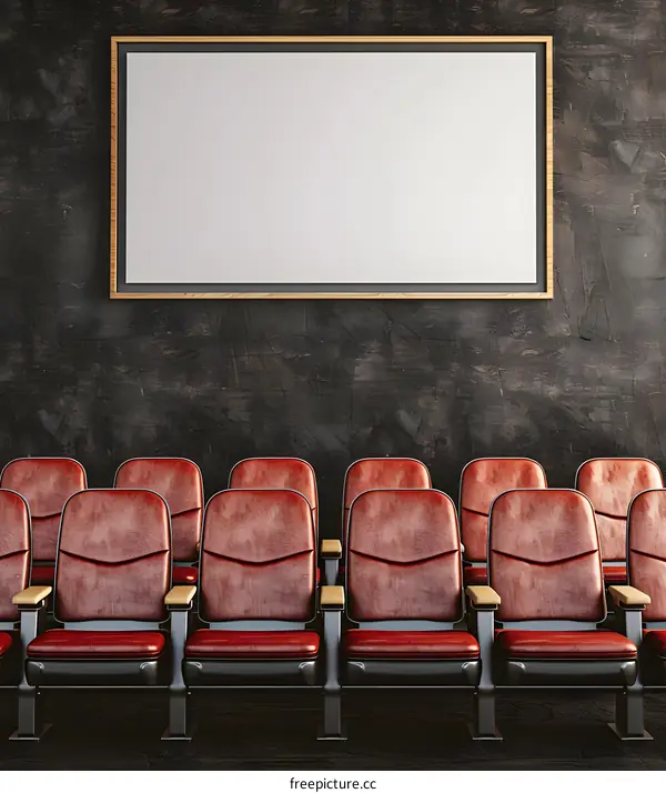 Empty Seats in Cinema with a Blank Poster