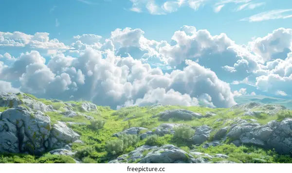 Panoramic View of Rocky Hill Under Blue Sky