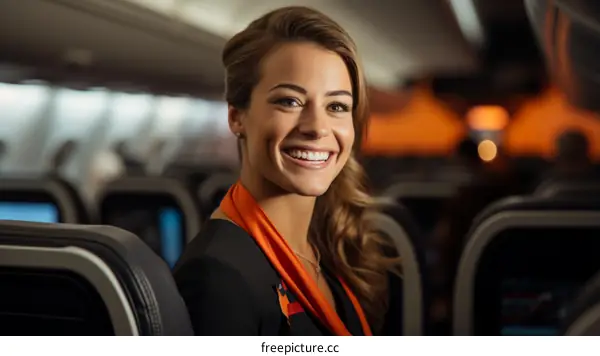 Portrait of a smiling stewardess in uniform