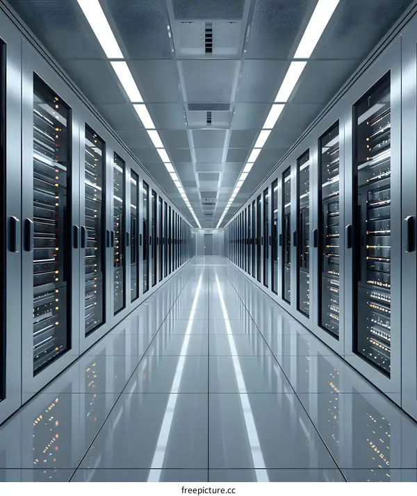 Server room with rows of server racks