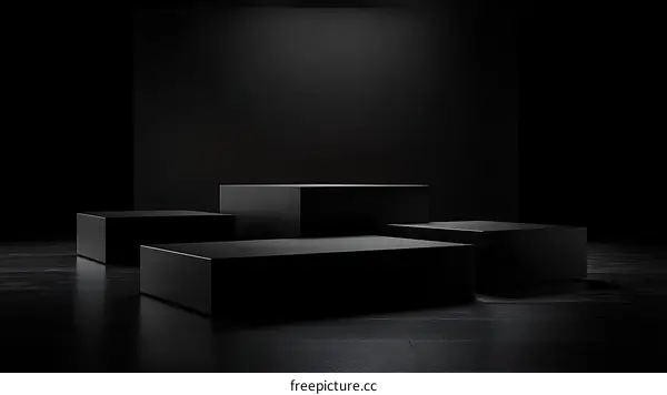 Dark Minimalist Product Showcase with Cubic Platforms