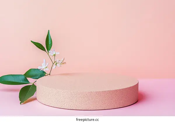 Pink Pastel Geometric Display Podium with Flowers