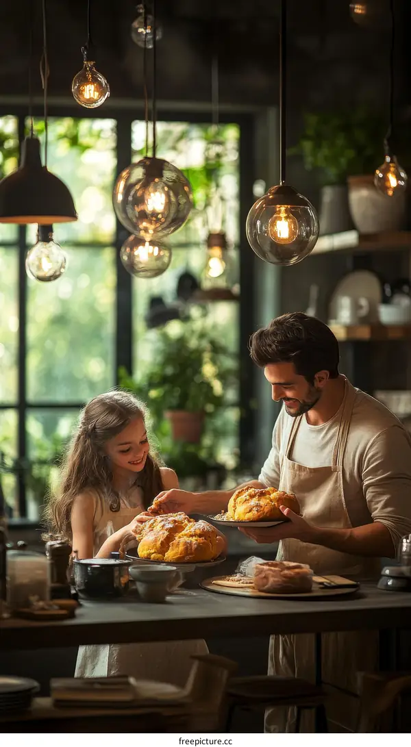 Family Baking Together in a Cozy Kitchen