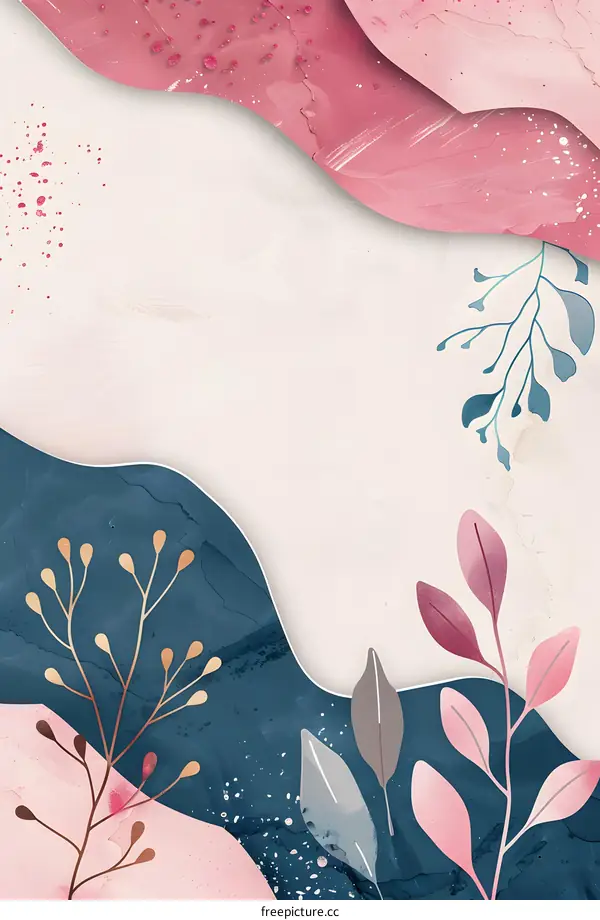 Abstract Watercolor Background With Floral Elements
