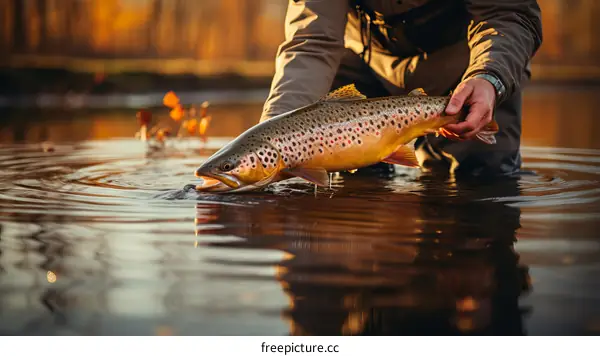 A person holding a fish in the water