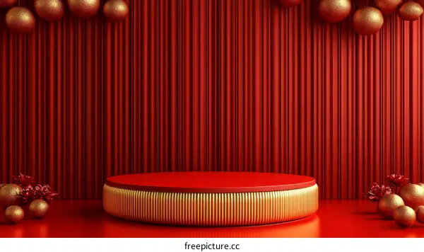 Red and Gold Chinese New Year Display Podium