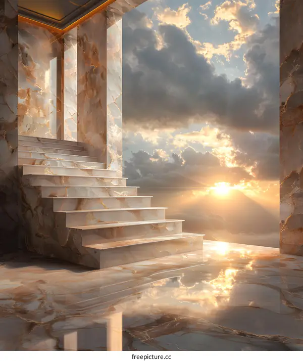 Stairway to Heaven: A Majestic Ascent through Marble Architecture