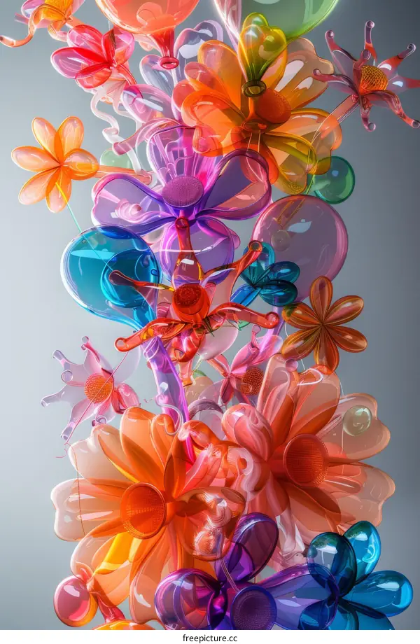 Colorful and Clear Plastic Flowers