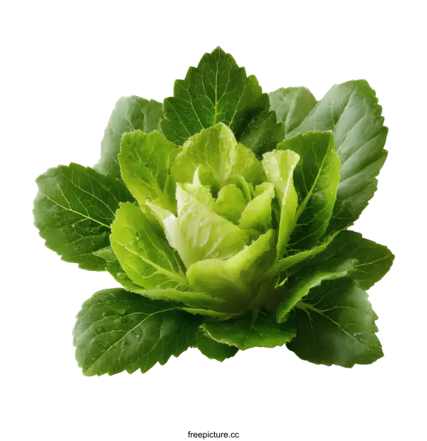 [Transparent Background PNG]Fresh Head of Romaine Lettuce Close-up