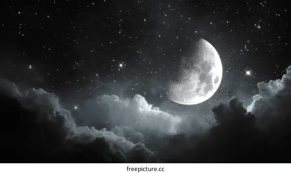 Night Sky with Moon and Stars