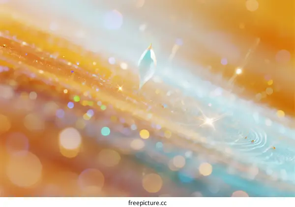 A Shiny Water Droplet on a Colorful Sparkling Surface