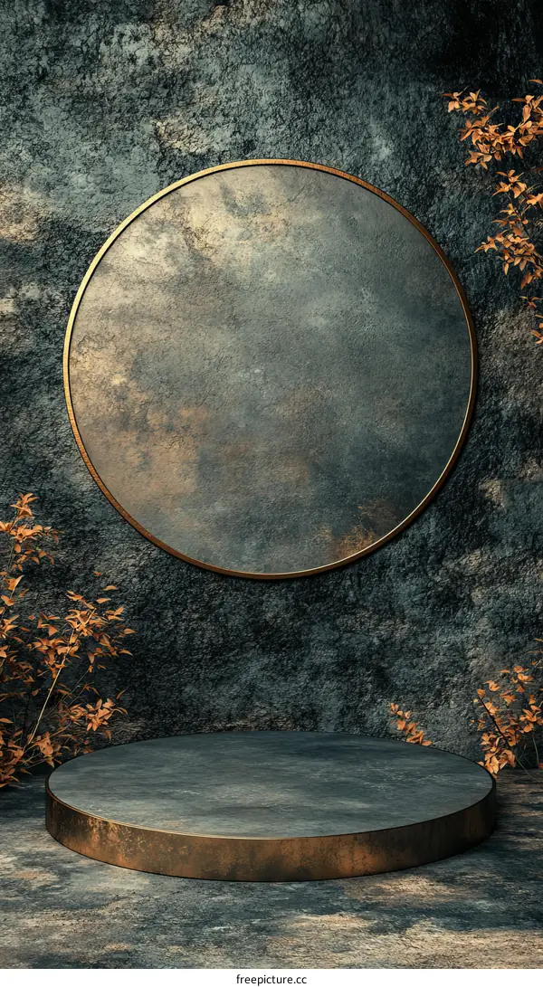 Rustic Round Display Podium with Circle Frame