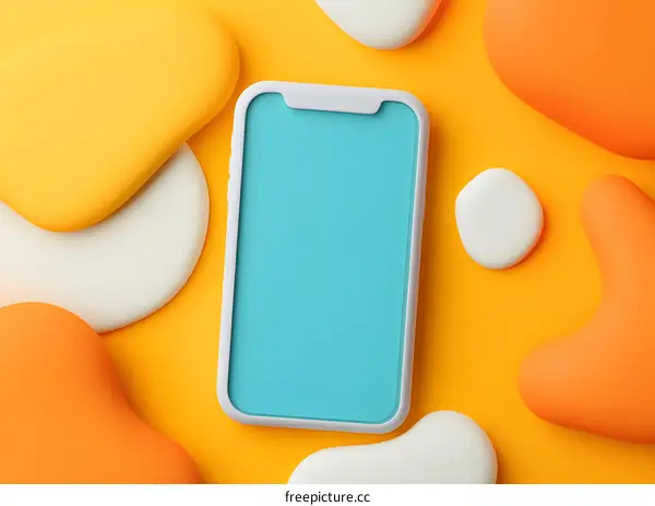 Blue Screen Smartphone on Yellow Background