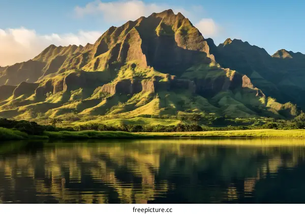 Majestic mountain landscape with a calm lake reflecting the beauty of nature