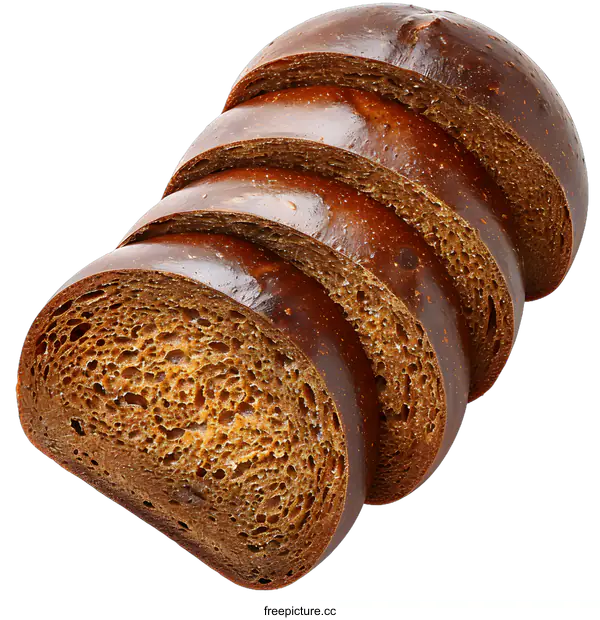 [Transparent Background PNG]Sliced Dark Rye Bread Isolated On White Background