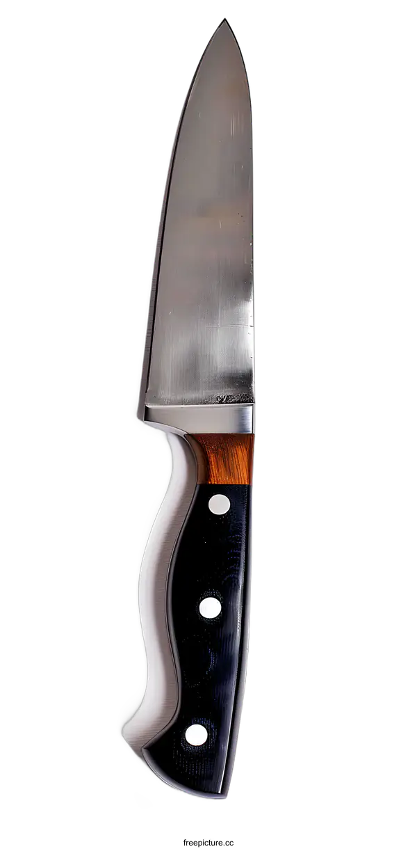 [Transparent Background PNG]Stainless Steel Kitchen Knife with Black and Brown Handle
