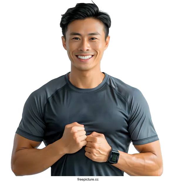 [Transparent Background PNG]Portrait of a Fit Young Asian Man Smiling