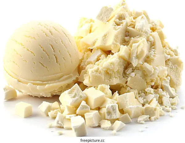 White chocolate ice cream and pieces