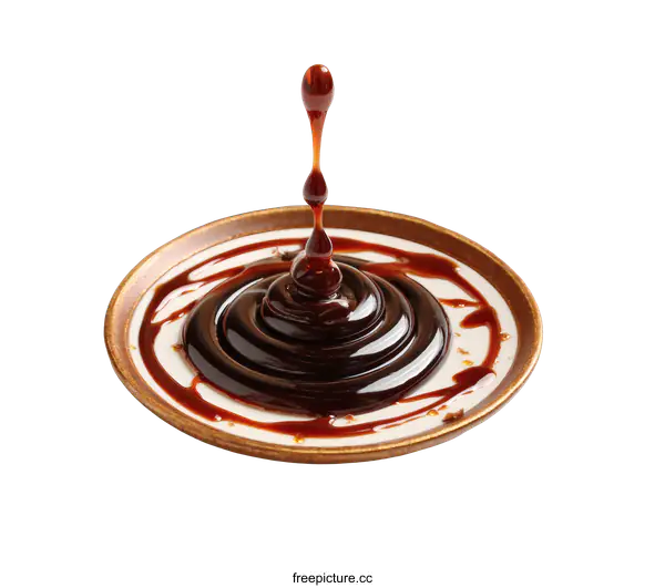 [Transparent Background PNG]Soy Sauce Splash on Plate Closeup