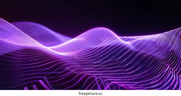 Purple glowing futuristic landscape with smooth wavelike structures