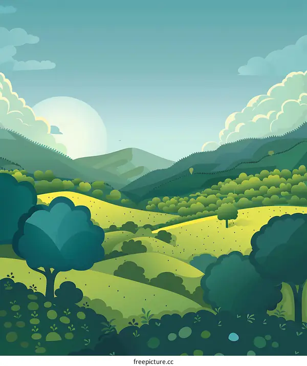 Green Hills Landscape Illustration