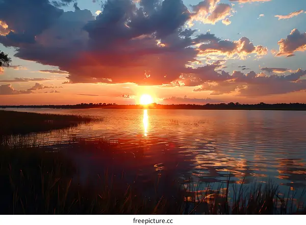 sunset over a tidal creek on the coast of south carolina