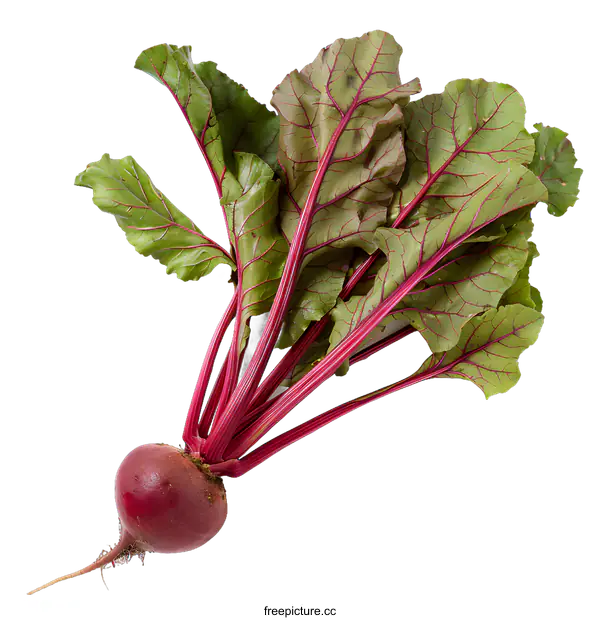 [Transparent Background PNG]Fresh Red Beetroot with Green Leaves Isolated on White Background