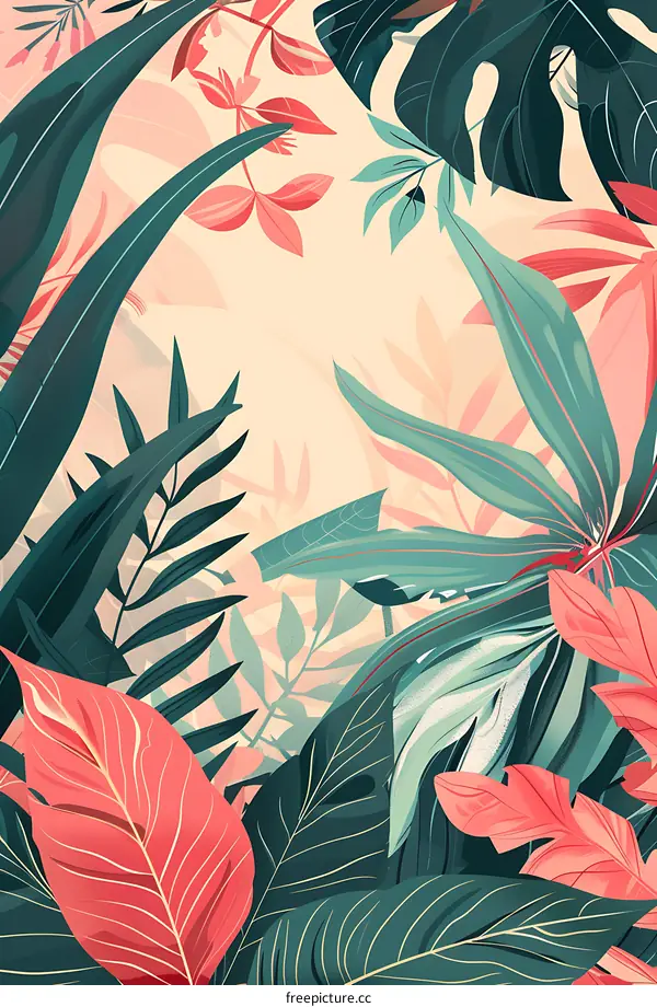 Tropical Leaves Pattern Background Design