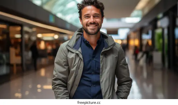 Portrait of a smiling man in a shopping mall
