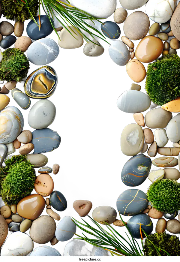 [Transparent Background PNG]Stone and Grass Frame for Nature Background