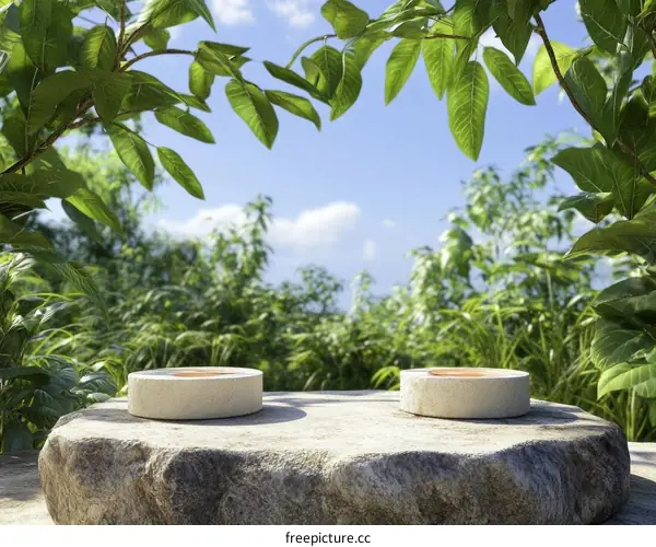 Nature Outdoor Scene with Stone Display Platform