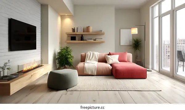 Modern Living Room Interior Design with a Fireplace