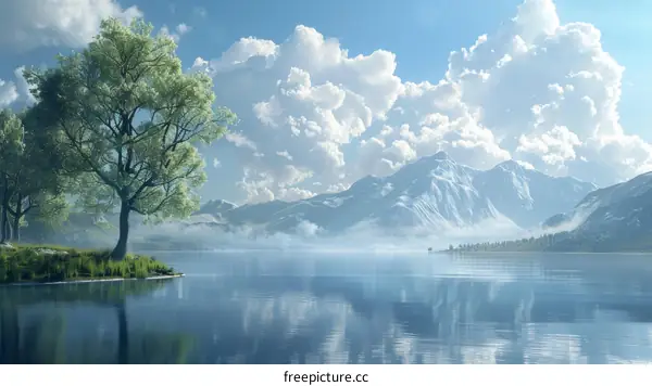 Serene Mountain Lake Reflection: Tranquility in Nature