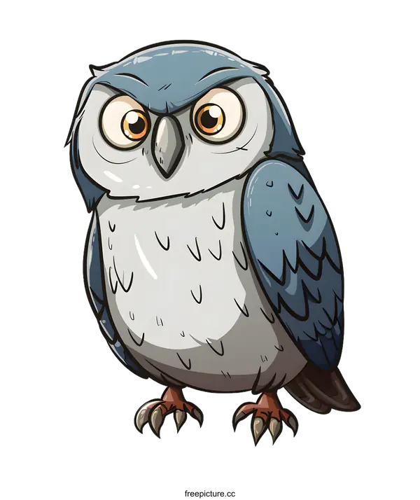 [Transparent Background PNG]Cartoon Illustration of an Owl with Big Eyes
