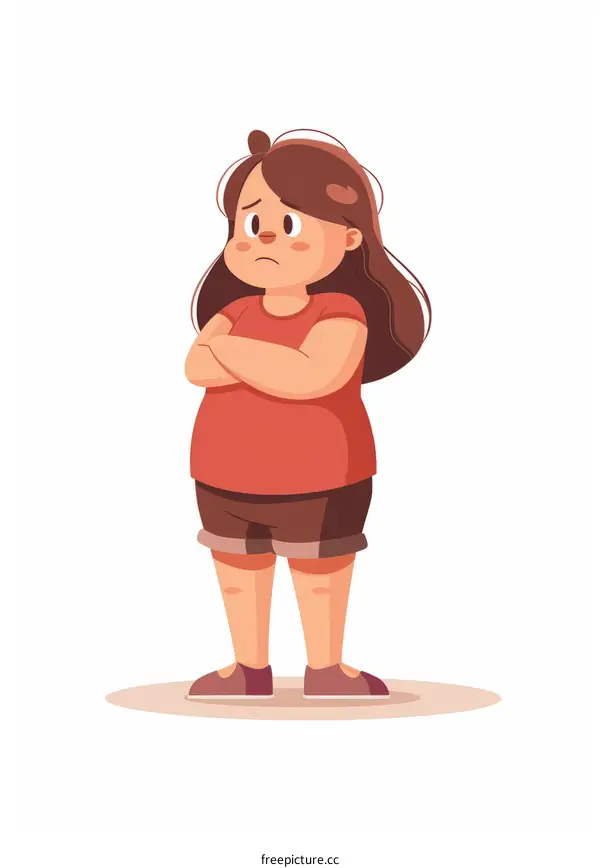 Illustration of a sad overweight girl