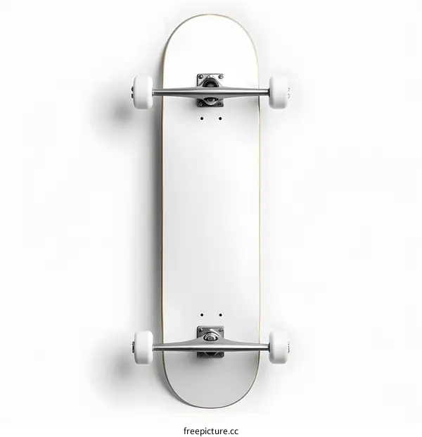 White Skateboard on White Background