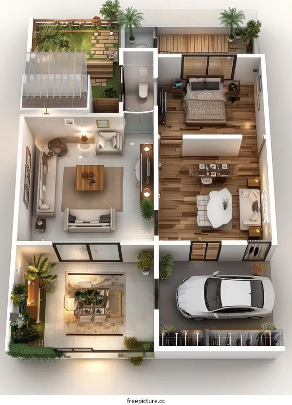 Small House Floor Plan Design with Modern Interior